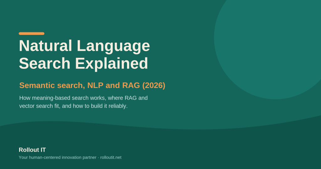 Rollout IT Natural language search explained: semantic search, NLP and RAG in 2026, by Rollout IT